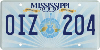 MS license plate OIZ204