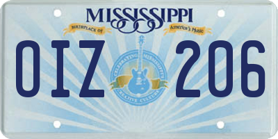 MS license plate OIZ206