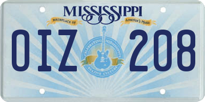 MS license plate OIZ208