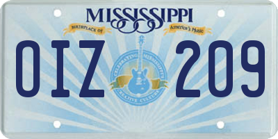 MS license plate OIZ209