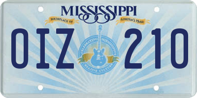 MS license plate OIZ210