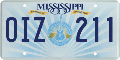 MS license plate OIZ211