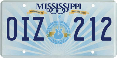 MS license plate OIZ212