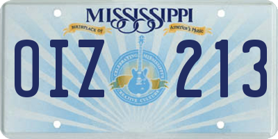 MS license plate OIZ213