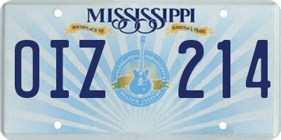 MS license plate OIZ214