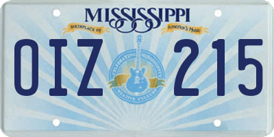 MS license plate OIZ215