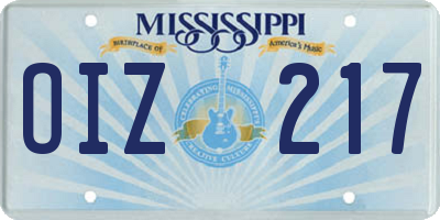 MS license plate OIZ217