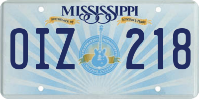 MS license plate OIZ218