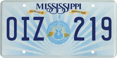 MS license plate OIZ219