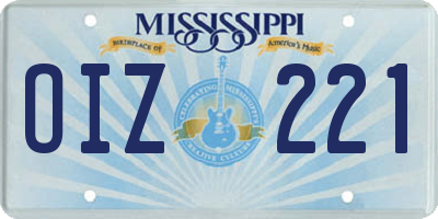 MS license plate OIZ221