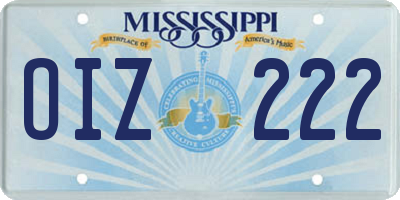 MS license plate OIZ222