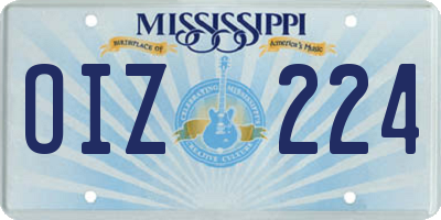 MS license plate OIZ224