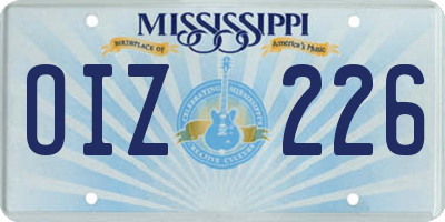 MS license plate OIZ226