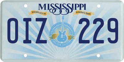 MS license plate OIZ229