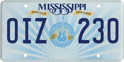 MS license plate OIZ230