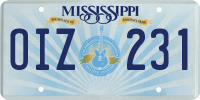 MS license plate OIZ231