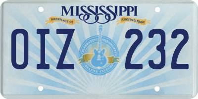 MS license plate OIZ232