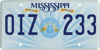 MS license plate OIZ233