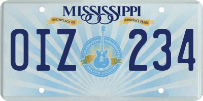 MS license plate OIZ234