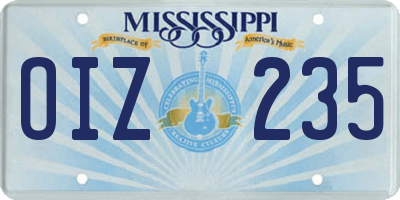 MS license plate OIZ235