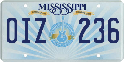 MS license plate OIZ236