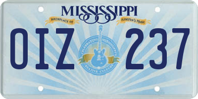 MS license plate OIZ237
