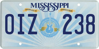 MS license plate OIZ238