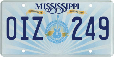 MS license plate OIZ249