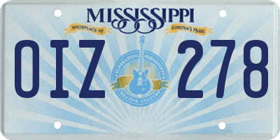 MS license plate OIZ278