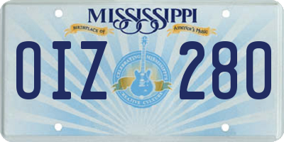 MS license plate OIZ280
