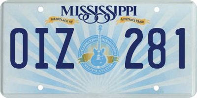MS license plate OIZ281