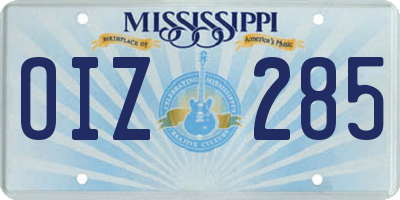 MS license plate OIZ285