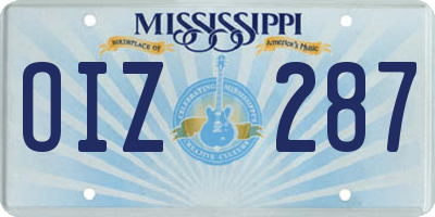 MS license plate OIZ287