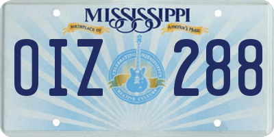 MS license plate OIZ288