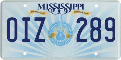MS license plate OIZ289
