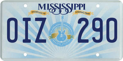 MS license plate OIZ290