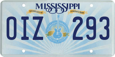 MS license plate OIZ293
