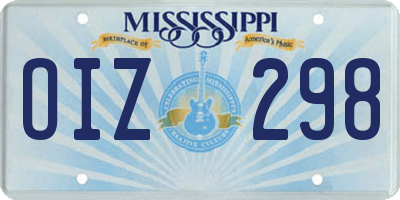 MS license plate OIZ298