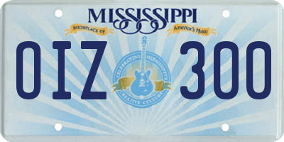 MS license plate OIZ300