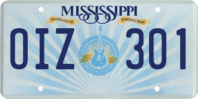 MS license plate OIZ301