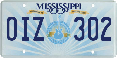 MS license plate OIZ302