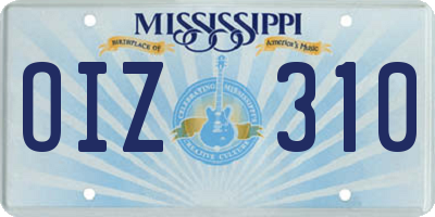 MS license plate OIZ310
