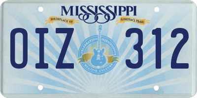 MS license plate OIZ312
