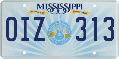 MS license plate OIZ313