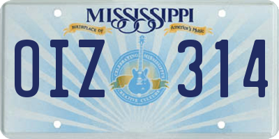 MS license plate OIZ314