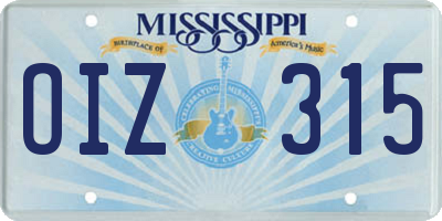 MS license plate OIZ315