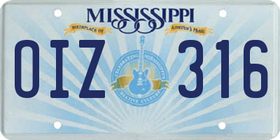 MS license plate OIZ316