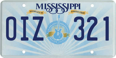 MS license plate OIZ321