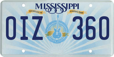 MS license plate OIZ360