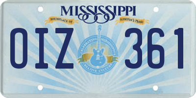 MS license plate OIZ361